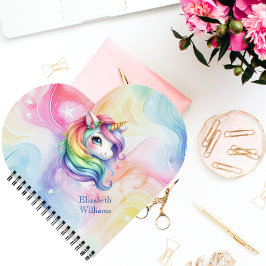 Mädchen Niedlich Rainbow Unicorn Individuelle Name Notizblock
