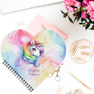 Mädchen Niedlich Rainbow Unicorn Individuelle Name Notizblock