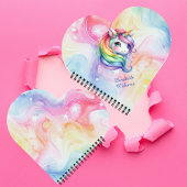 Mädchen Niedlich Rainbow Unicorn Individuelle Name Notizblock