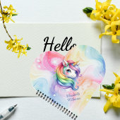 Mädchen Niedlich Rainbow Unicorn Individuelle Name Notizblock