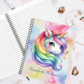 Mädchen Niedlich Rainbow Unicorn Individuelle Name Notizblock