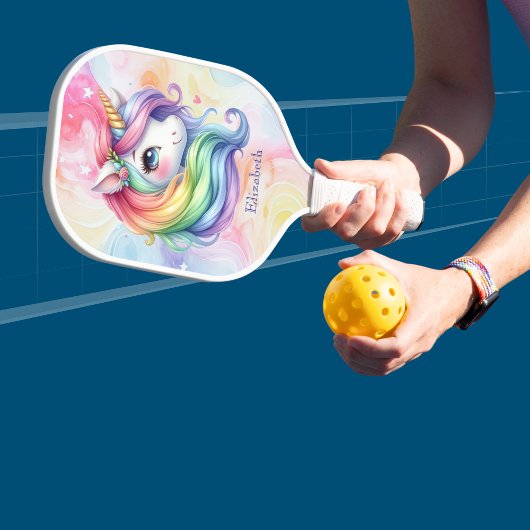 Mädchen Niedlich Rainbow Unicorn Individuelle Name Pickleball Schläger