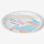 Mädchen Niedlich Rainbow Unicorn Kinder 5th Birthd Pappteller (Schrägansicht)