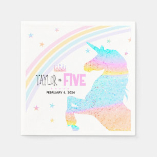 Mädchen Niedlich Rainbow Unicorn Kinder 5th Birthd Serviette