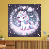 Mädchen Niedlich Rainbow Unicorn Leinwanddruck (Insitu (Wohnzimmer))