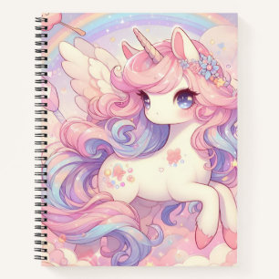 Mädchen Niedlich Rainbow Unicorn Notizblock