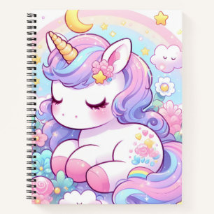 Mädchen Niedlich Rainbow Unicorn Notizblock