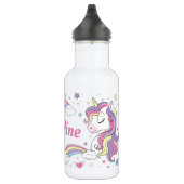 Mädchen Niedlich Rainbow Unicorn Personalisierter Edelstahlflasche (Rechts)