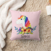 Mädchen Niedlich Rainbow Unicorn und Name Kinder Kissen (Decke)