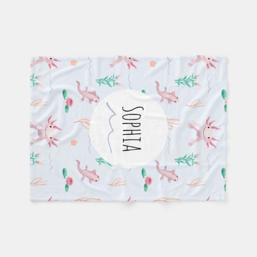 Mädchen Niedlich rosa Axolotl River Pattern Kinder Fleecedecke (Vorderseite (Horizontal))