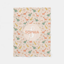 Mädchen Niedlich rosa Dinosaurier Monogram Kids Fleecedecke