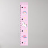 Mädchen Niedlich rosa Einhorn Kinder Wachstumsdiag Poster (Vorne)