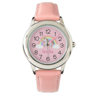 Mädchen Niedlich Rosa Einhorn Regenbogen Personal Armbanduhr