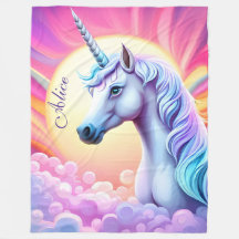 Mädchen Niedlich rosa Einhorn und Name Sherpa Blan