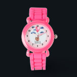Mädchen Niedlich rosa Faultier und Name Kinder Armbanduhr<br><div class="desc">Diese wunderschöne,  von Mädchen und Mädchen getragene Kinderuhr zeigt kühne Zahlen,  und eine schöne,  handgemalte Aquarellschwüte Mutter und Kind,  die im Himmel über einen Ballon schweben. Dieses hübsche rosa Design bietet auch einen Platz,  wo Sie Ihren Mädchennamen hinzufügen können. Das perfekte Design für Ihre Kleinen!</div>