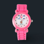 Mädchen Niedlich rosa Faultier und Name Kinder Armbanduhr<br><div class="desc">Diese wunderschöne,  von Mädchen und Mädchen getragene Kinderuhr zeigt kühne Zahlen,  und eine schöne,  handgemalte Aquarellschwüte Mutter und Kind,  die im Himmel über einen Ballon schweben. Dieses hübsche rosa Design bietet auch einen Platz,  wo Sie Ihren Mädchennamen hinzufügen können. Das perfekte Design für Ihre Kleinen!</div>