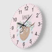 Mädchen Niedlich rosa Schlafsessel und Name Kinder Große Wanduhr (Winkel)