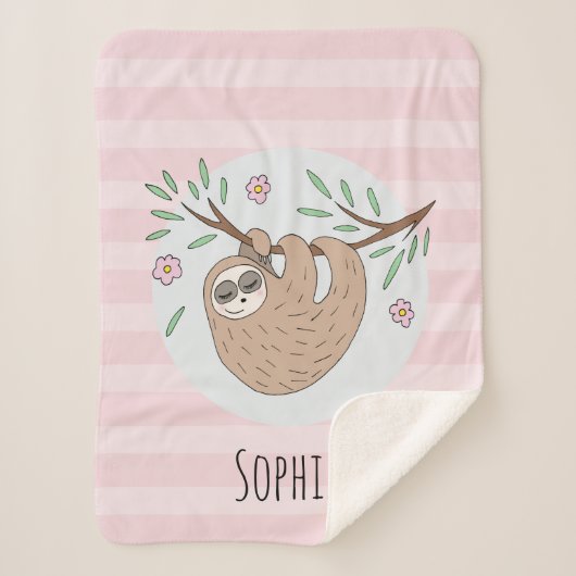 Mädchen Niedlich rosa Schlafsessel und Name Kinder Sherpadecke (Vorderseite)