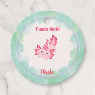 Mädchen Niedlich rosa und grün Axolotl 1. Geburtst Geschenkanhänger