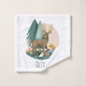 Mädchen Niedlich rosa Waldtiere Kids Monogram Badhandtuch Set (Waschlappen)