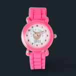 Mädchen Niedlich schlafend Schlaf Schlaf Tier und  Armbanduhr<br><div class="desc">Diese niedliche und mädchenhafte Kinderuhr besticht durch ein hübsches,  handgezeichnetes Schlafdoodle mit Blume und Blätter. Dieses hübsche rosa Design bietet auch einen Platz,  wo Sie Ihren Mädchennamen hinzufügen können. Das perfekte Dschungelmotiv,  Wildlife Design für Ihre Kleinen!</div>