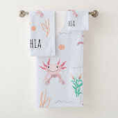 Mädchen Niedlich und modern rosa Axolotl Muster Ki Badhandtuch Set (Insitu)