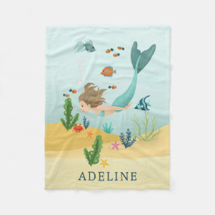 Mädchen Niedlich und Whimsical Magical Meerjungfra Fleecedecke