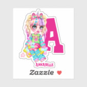 Mädchen Niedlich Unicorn Personalisiert Monogramm Aufkleber (Blatt)