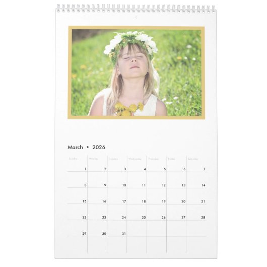 Mädchen Niedlich Unicorn Personalisiert Monogramm Kalender (Mär 2026)