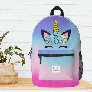 Mädchen Niedlich Unicorn Rainbow Monogram Bedruckter Rucksack