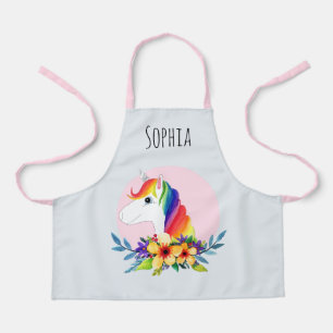 Mädchen Niedlich Wasserfarbe Magisches Rosa Einhor Schürze
