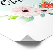 Mädchen Niedliche Aquarellfarben Blume und Name Poster (Ecke)