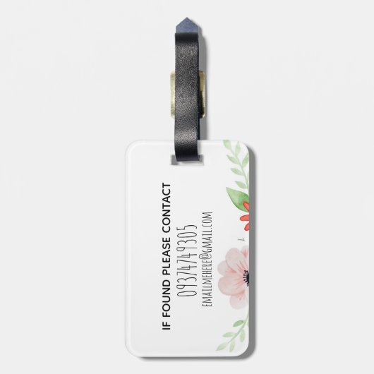 Mädchen Niedliche Blume mit Blumenwasser und Name Gepäckanhänger (Rückseite vertikal)