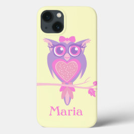 Mädchen niedliche Eule lila gelber Name Pad Gehäus Case-Mate iPhone Hülle