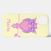 Mädchen niedliche Eule lila gelber Name Pad Gehäus Case-Mate iPhone Hülle (Rückseite (Horizontal))