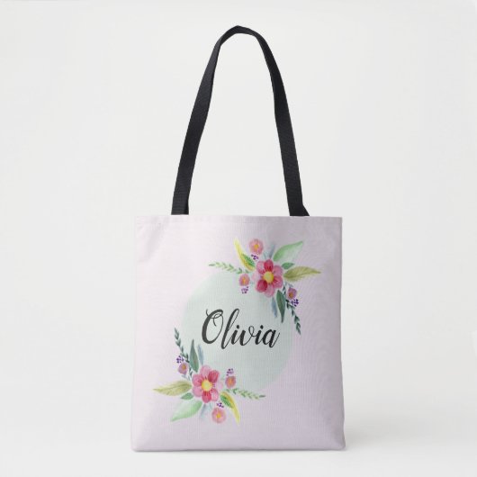 Mädchen Niedliche Frühlingsbotanische Blume und Na Tasche (Vorderseite)