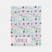 Mädchen Niedliche Hummel Bee Summer Pattern Name K Fleecedecke (Vorderseite)