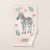 Mädchen Niedliche Jungle Safari Tiere Zebra & Name Badhandtuch Set (Handtuch)