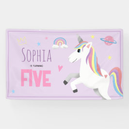 Mädchen Niedliche Lila Einhorn Kinder 5te Geburtst Banner