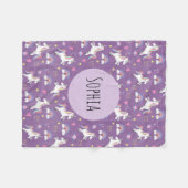 Mädchen Niedliche Lila Einhorn Muster & Name Kinde Fleecedecke (Vorderseite (Horizontal))