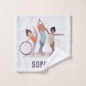Mädchen Niedliche Lila Gymnastik Monogramm Kinder Badhandtuch Set (Waschlappen)