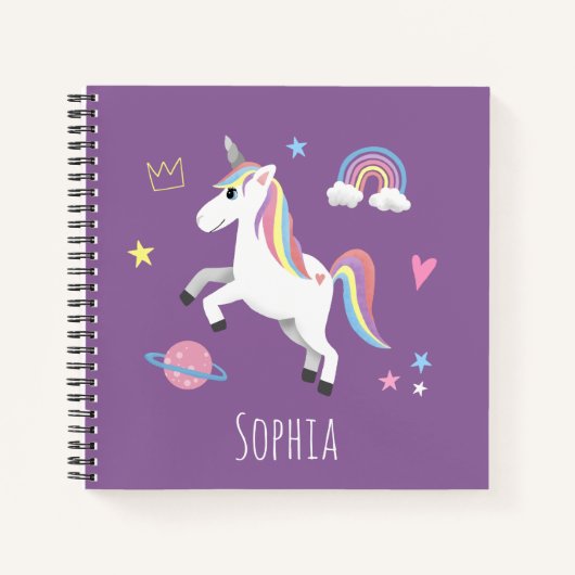 Mädchen Niedliche Lila Magische Einhorn Kinderschu Notizblock (Vorderseite)