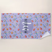 Mädchen Niedliche Lila-Sport Monogram Kinder Strandtuch (Vorderseite)