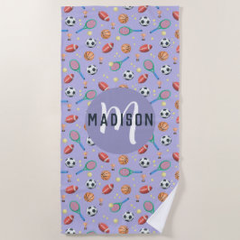 Mädchen Niedliche Lila-Sport Monogram Kinder Strandtuch