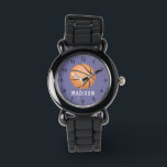 Mädchen Niedliche Lila Sportbasketball Kinder Armbanduhr<br><div class="desc">Diese niedliche und moderne Kinderuhr verfügt über einen Basketball mit lila Hintergrund. Die sportliche Uhr kann mit Ihrem Mädchennamen personalisiert werden und mit klaren Zahlen,  dem perfekten Geschenk für jeden Sportler.</div>