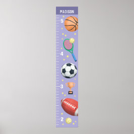 Mädchen Niedliche Lila Sportwachstumsdiagramme Poster