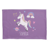 Mädchen Niedliche Lila Unicorn Regenbogen & Name K Kissenbezug (Vorderseite-Links)
