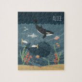 Mädchen Niedliche Nacht Meer & Whimsical Orca Kind Puzzle (Vertikal)
