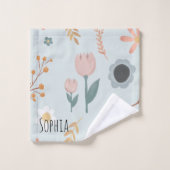 Mädchen Niedliche Pastel florales botanisches Must Badhandtuch Set (Waschlappen)