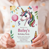 Mädchen Niedliche Pastel Unicorn Kinder 5. Geburts Einladung